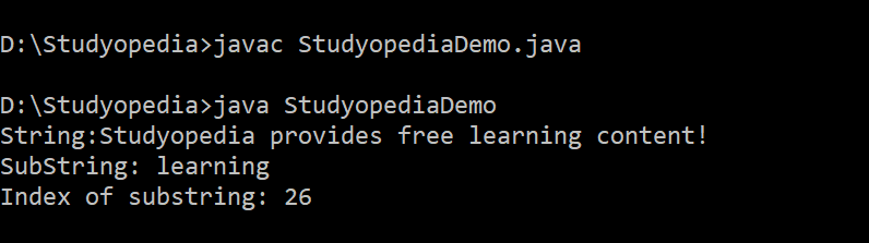 String IndexOf String Str Method In Java Studyopedia