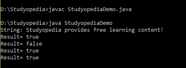 Java string startswith method offset