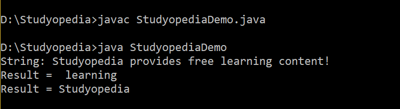 Java substring method with endindex
