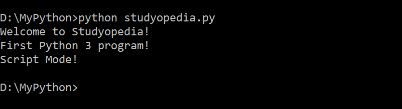 Python script mode code example
