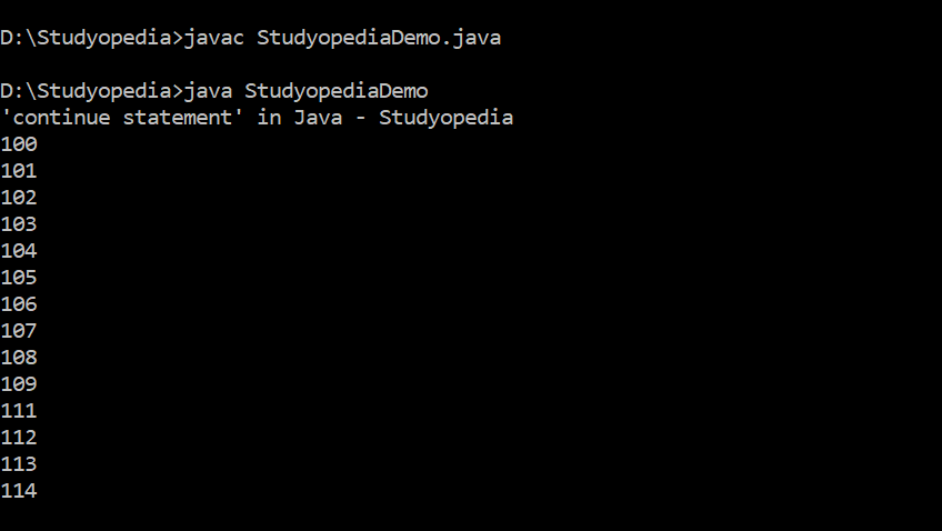 continue statement in Java