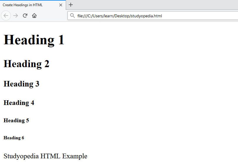 Create HTML headings