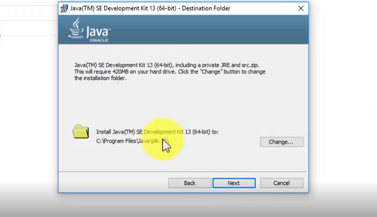 Set Path for Java 13 installation
