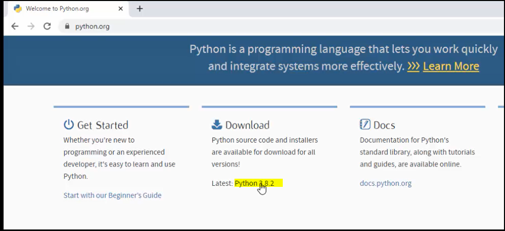Python official website to download