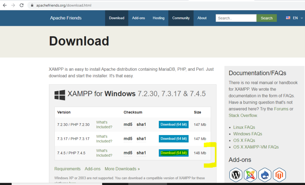 Figure 1- Download XAMPP Server