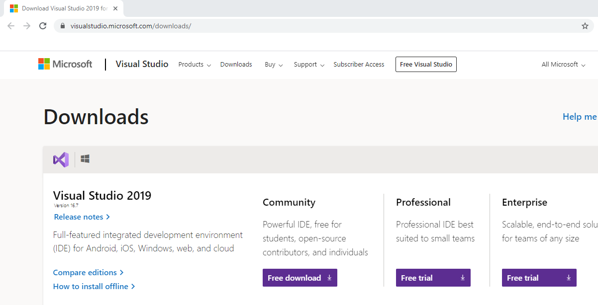 Download from Microsoft Visual Studio