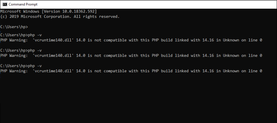 PHP vcruntime140.dll error