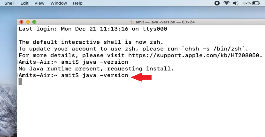 Verify java 15 installation on MAC