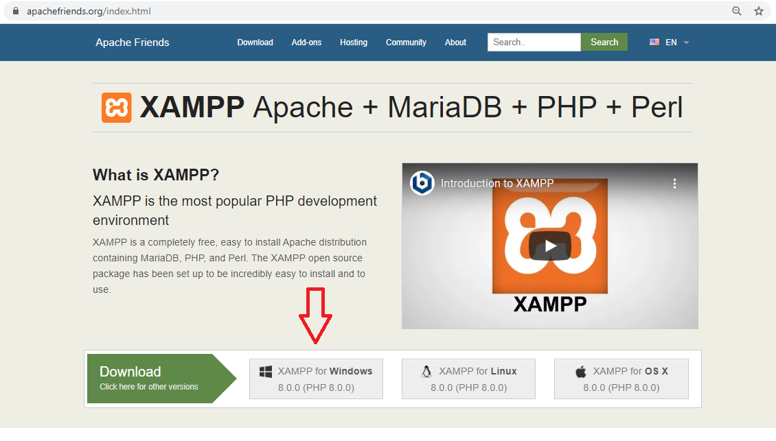 Download XAMPP for PHP 8