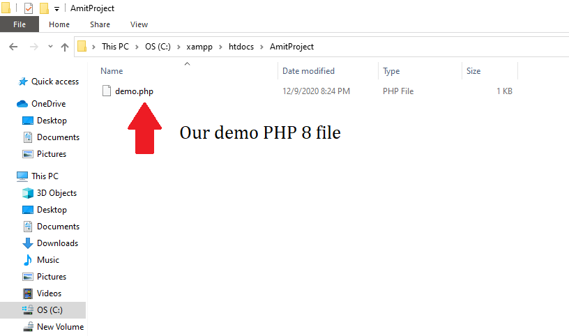  Create a new PHP 8 program file