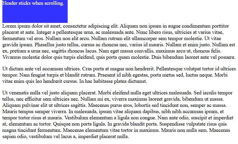 Sticky positioning css