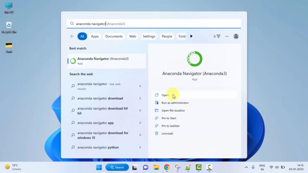 Open Anaconda Navigator