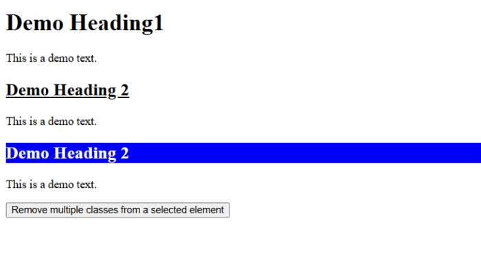 JQuery - Remove CSS Class - Studyopedia