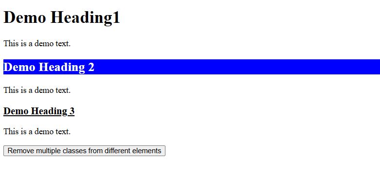 Remove multiple css classes
