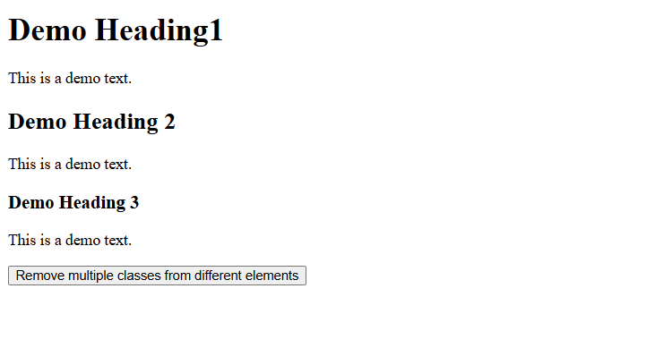 Removed multiple css classes from different elements