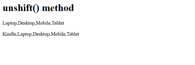 6. unshift() method in JavaScript