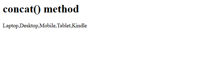 8. Concat an array with values using concat() method