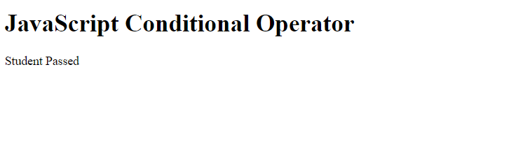 JavaScript Conditional Operators