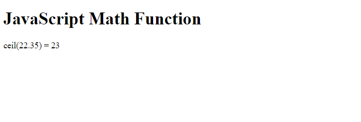 JavaScript Math ceil() method