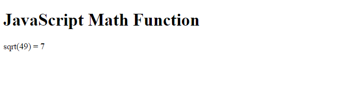 JavaScript Math sqrt() method