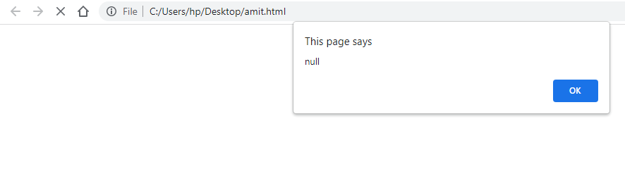JavaScript data types null