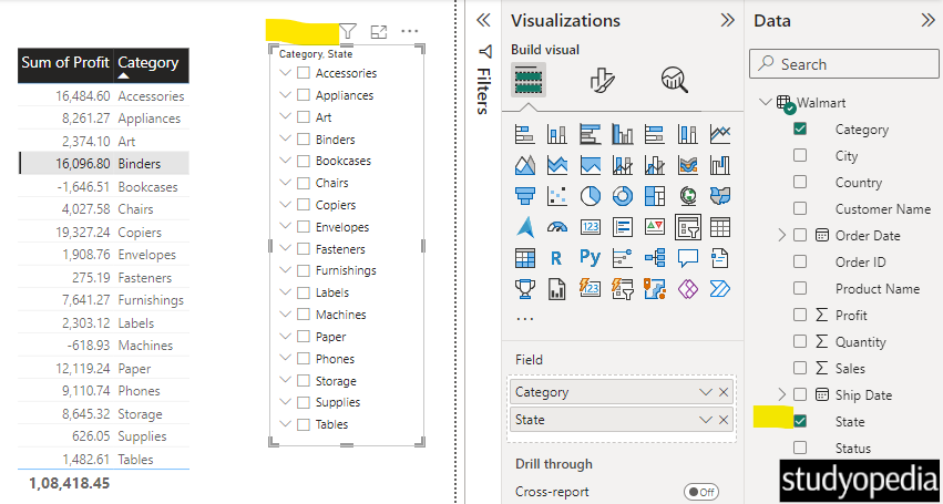 Add a dropdown to each category in the slicer in Power BI