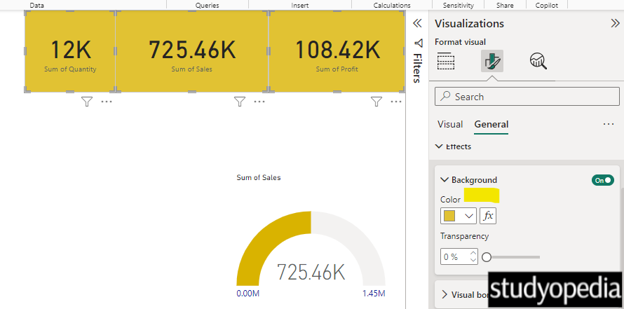 Card color updated in Power BI