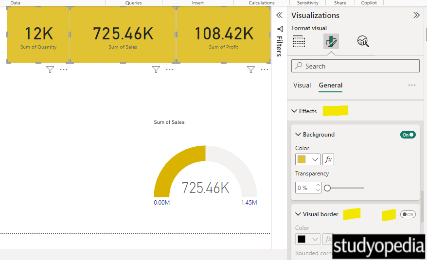 Change the card shape in Power BI