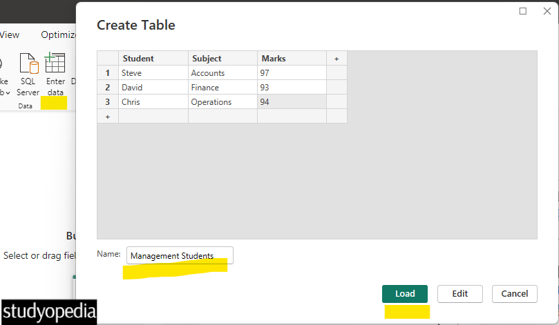 Create the second table for DAX in Power BI