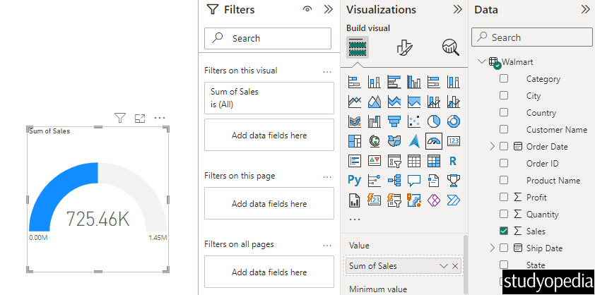 Gauge Chart created with Power BI