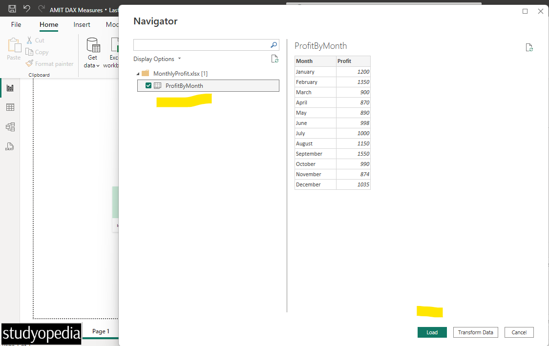 Load your excel data in Power BI