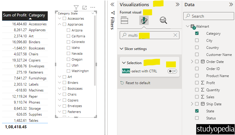 Multi select with CTRL option in Power BI Slicer