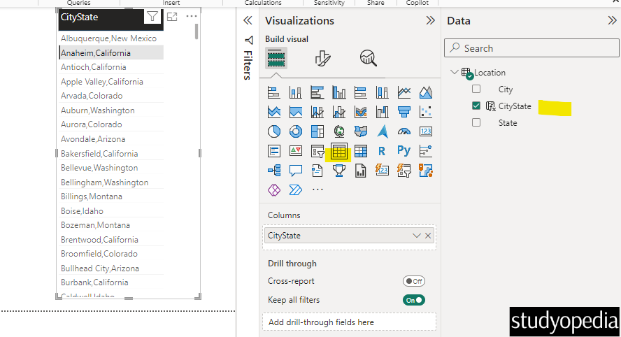 New column created with DAX is visible on the table canvas as well in Power BI