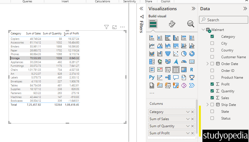 Remove a column from a table in Power BI