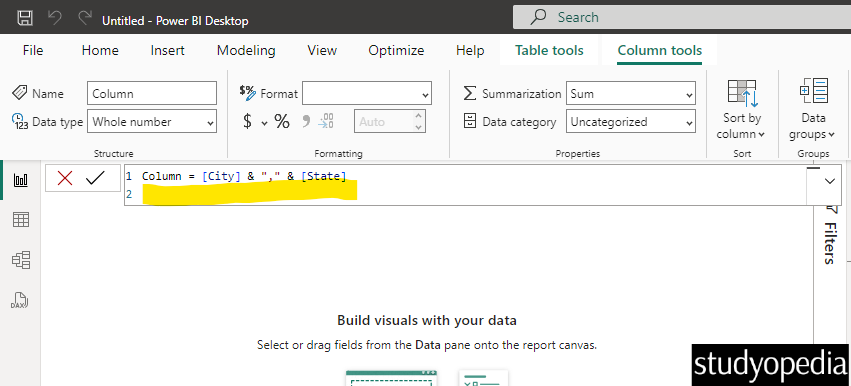 Set the DAX Expression for the columns in Power BI