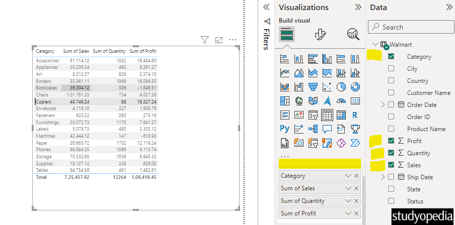 Table created successfully in Power BI