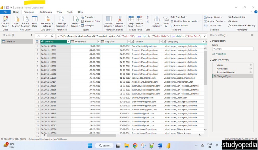 Transform Data in Power BI