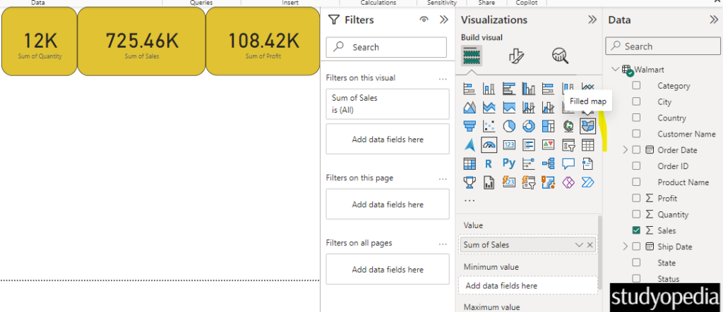 Update the card values based on the chart in Power BI