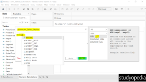 11. MIN() number function in Teableu