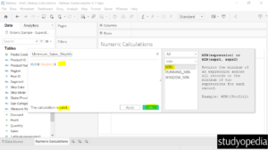 12. Calculation formulae in Tableau for a field