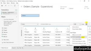 2. A to Z ascending sort in Tableau