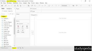 2. Create a new sheet in Tableau