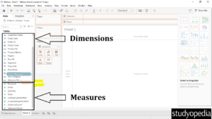 2. Dimensions and Measures for a table in Tableau