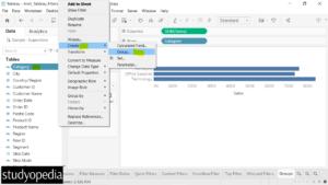 2. Right click the field and create a group in Tableau