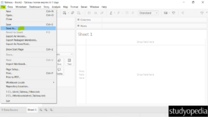 2. Save a new workbook in Tableau