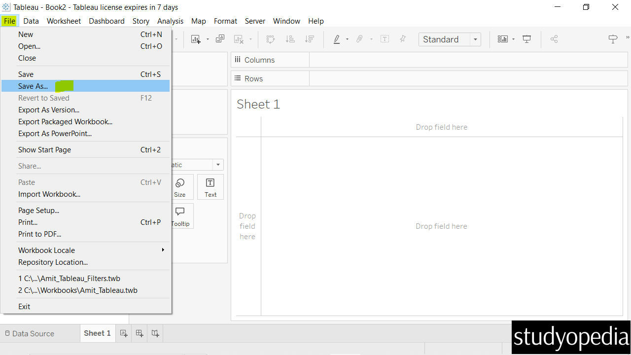 Tableau - Numeric Calculations - Studyopedia