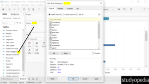 2. Set a Filter for the Dimension in Tableau