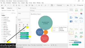 2. Set a Label for a field in a Bubble Chart in Tableau