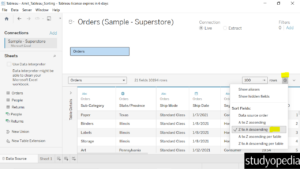 3. A to Z descending sort in Tableau