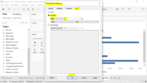 3. Select the TOP tab and filter Sum of Sales in Tableau